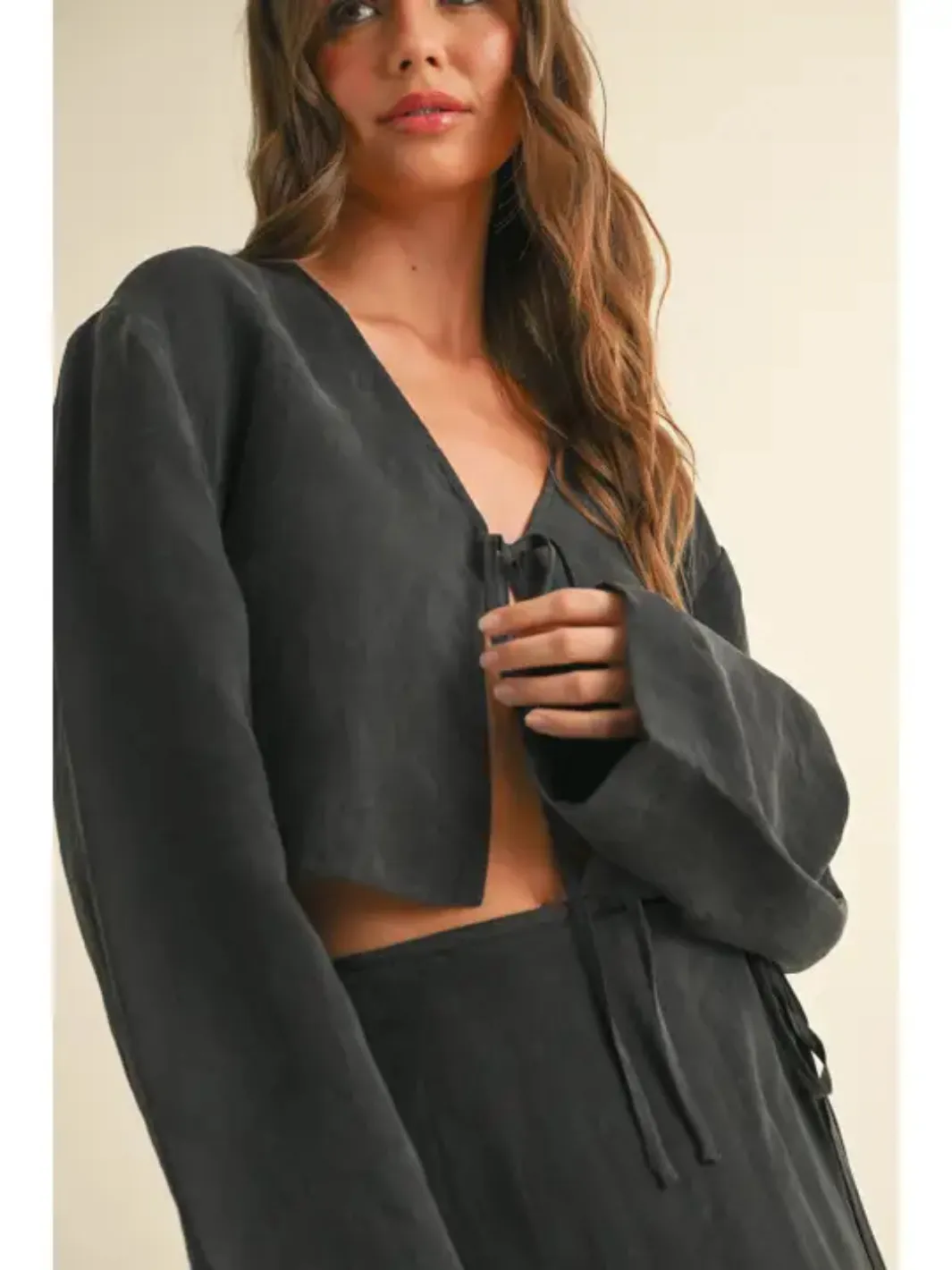 Viola Long Sleeve Tie Front Top