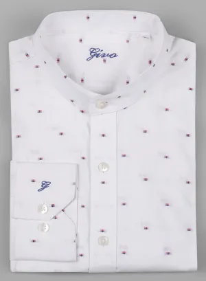 White Cotton Linen Structured Formal Shirt