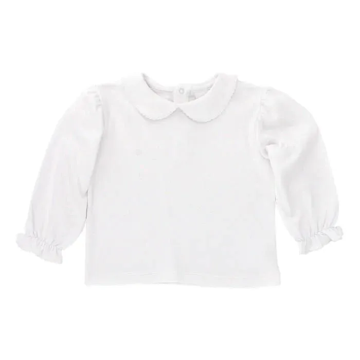 WHITE KNIT GIRLS BUTTON BACK LONGSLEEVE SHIRT