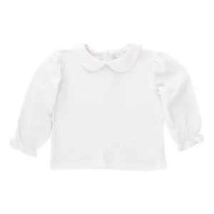 WHITE KNIT GIRLS BUTTON BACK LONGSLEEVE SHIRT