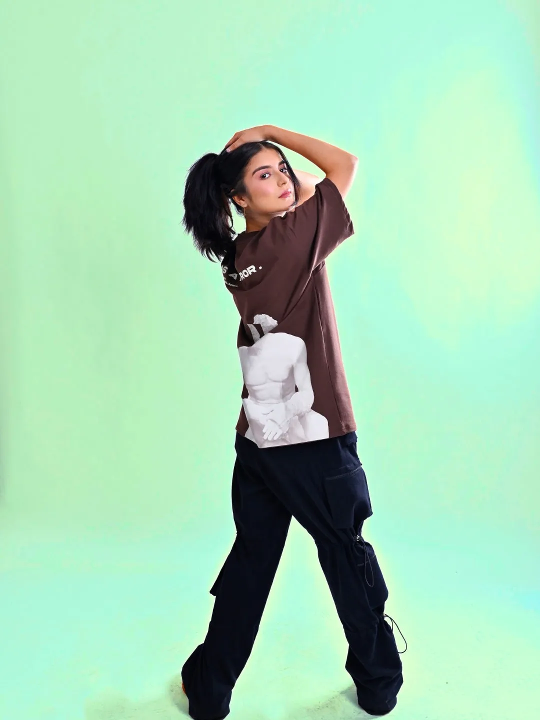 WOMEN'S ART AS A MIRROR OVER-SIZED T-SHIRT (BROWN)