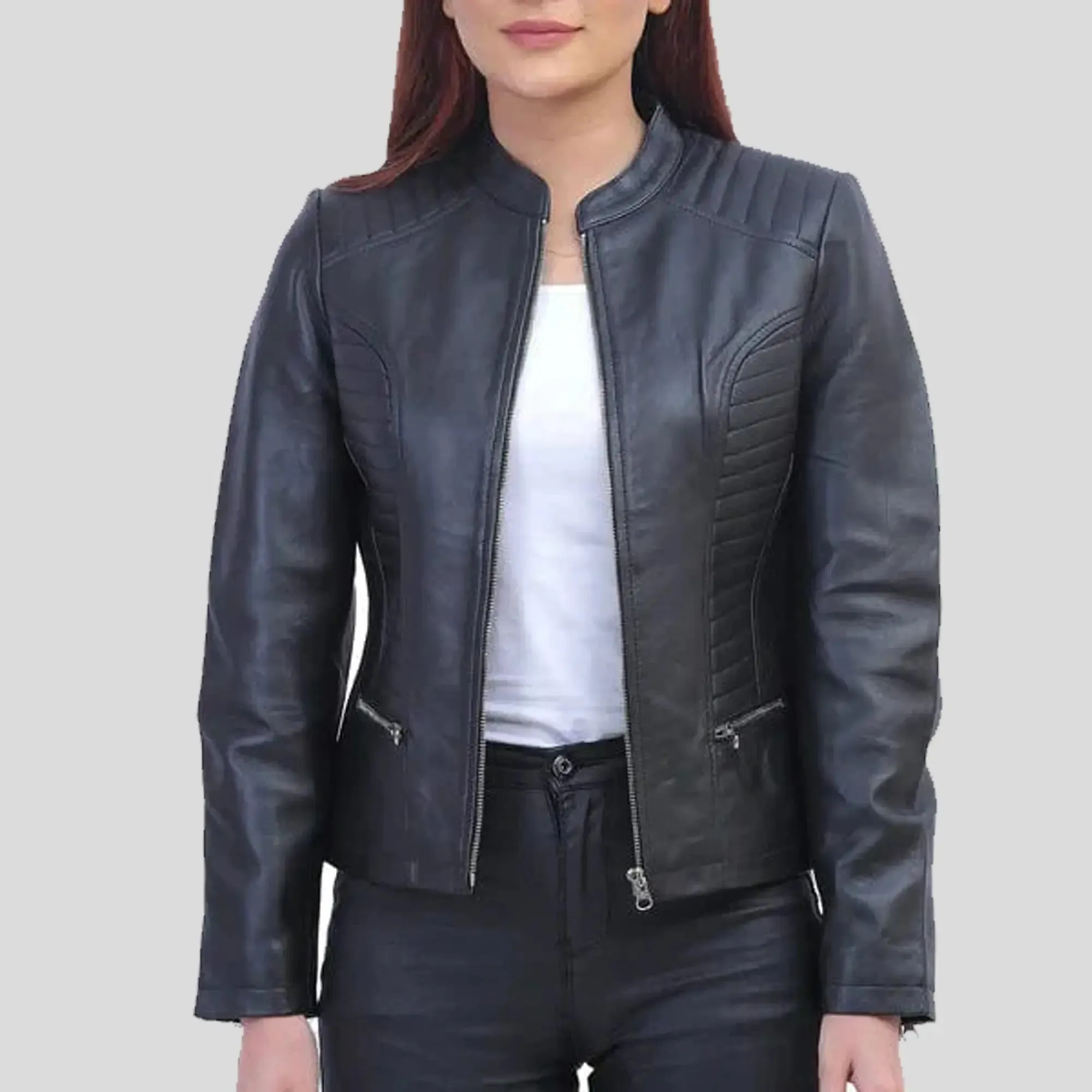 Womens Black Padded Leather Jacket