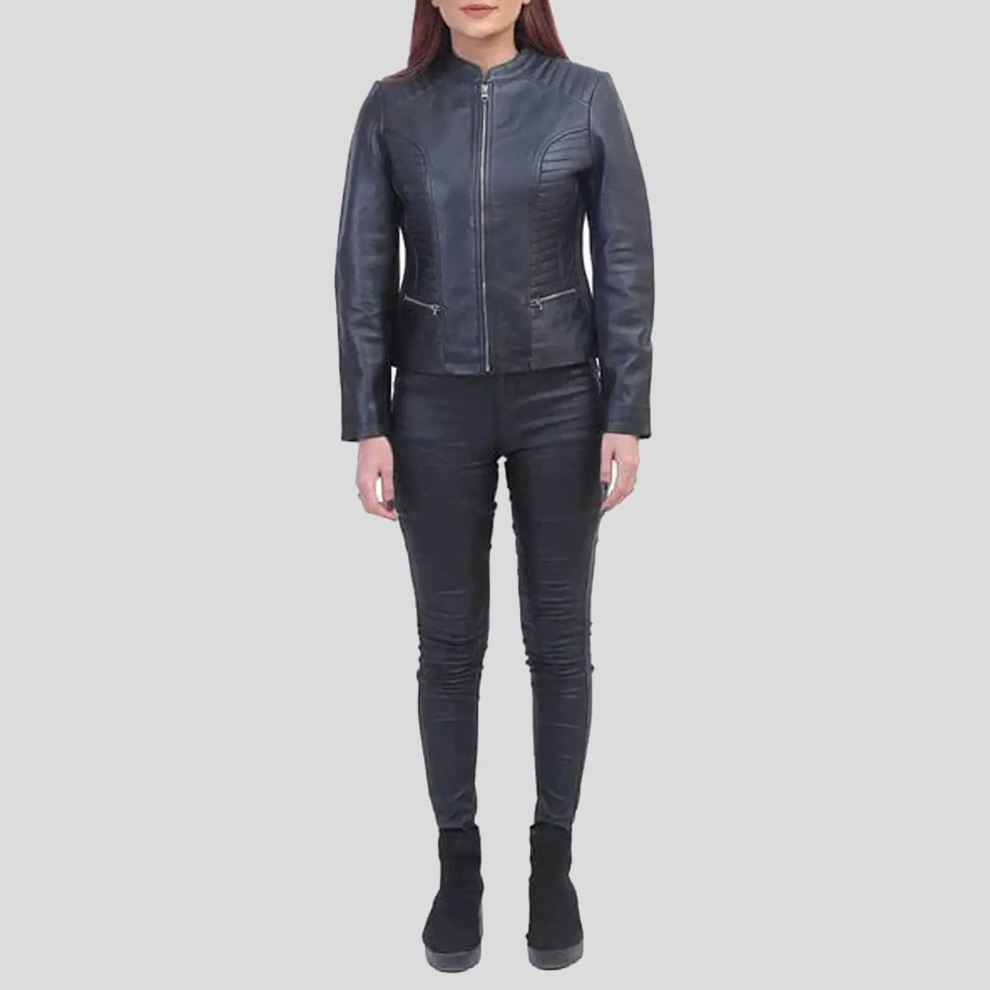 Womens Black Padded Leather Jacket