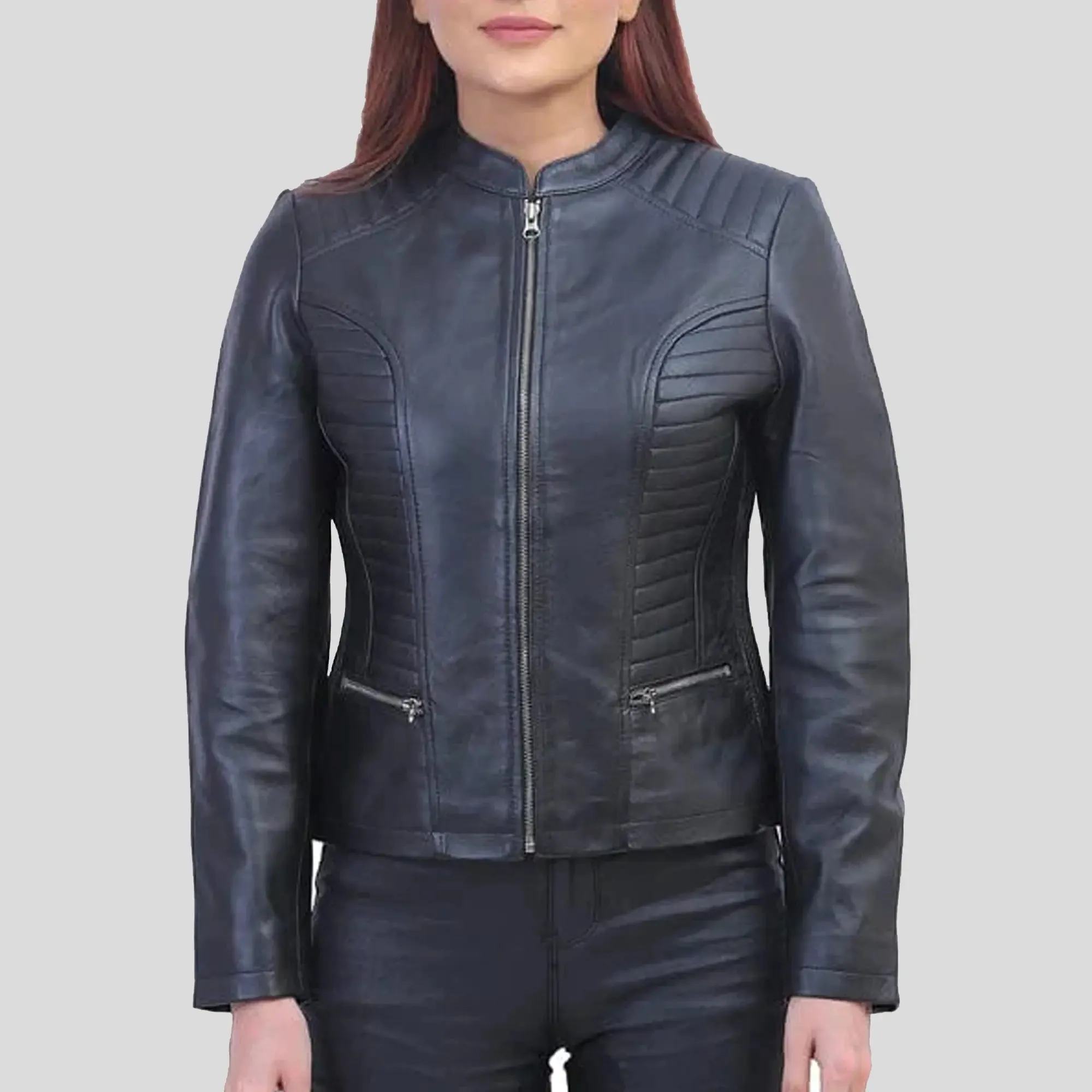 Womens Black Padded Leather Jacket