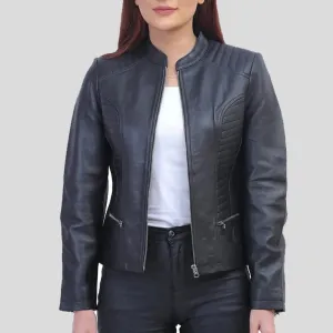 Womens Black Padded Leather Jacket