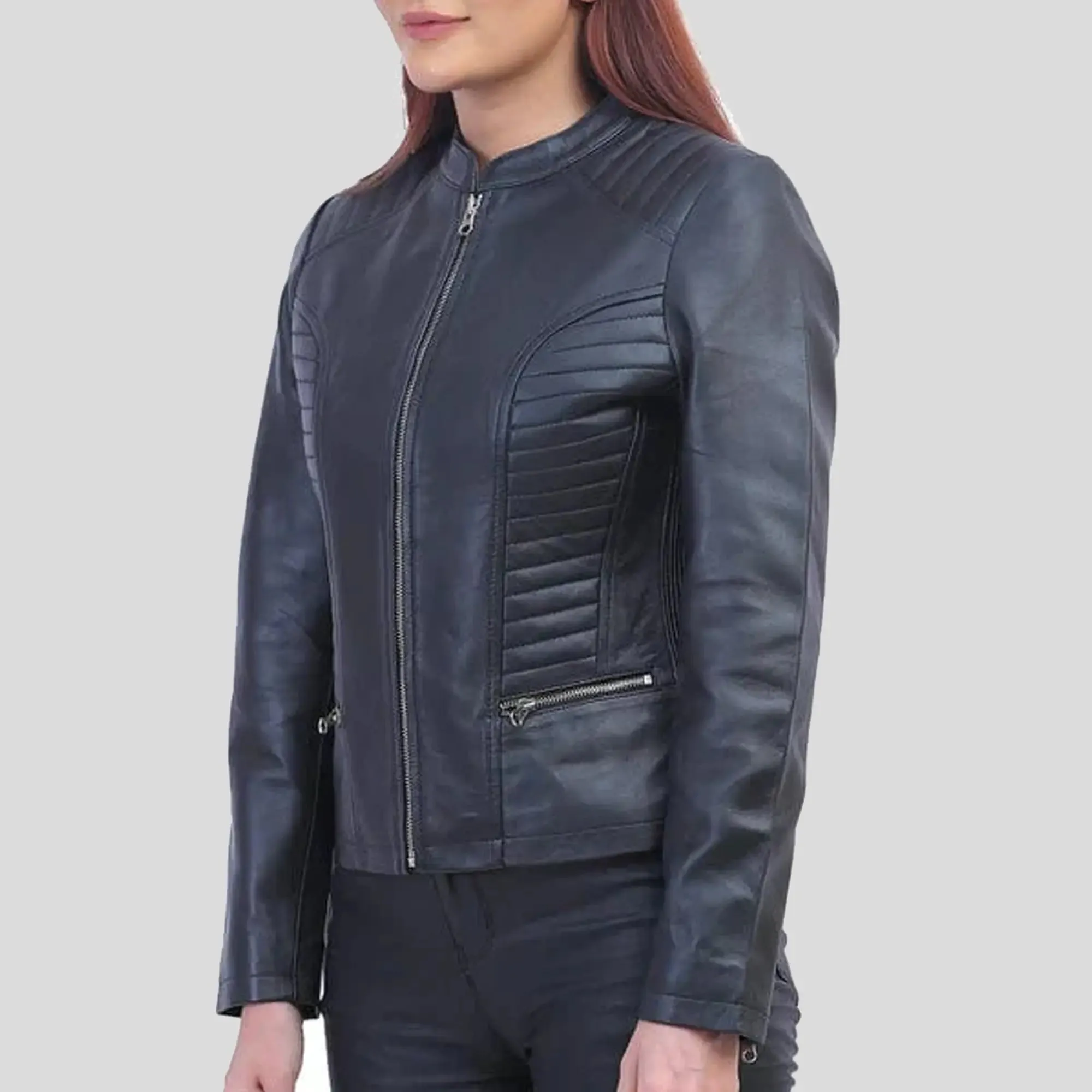 Womens Black Padded Leather Jacket