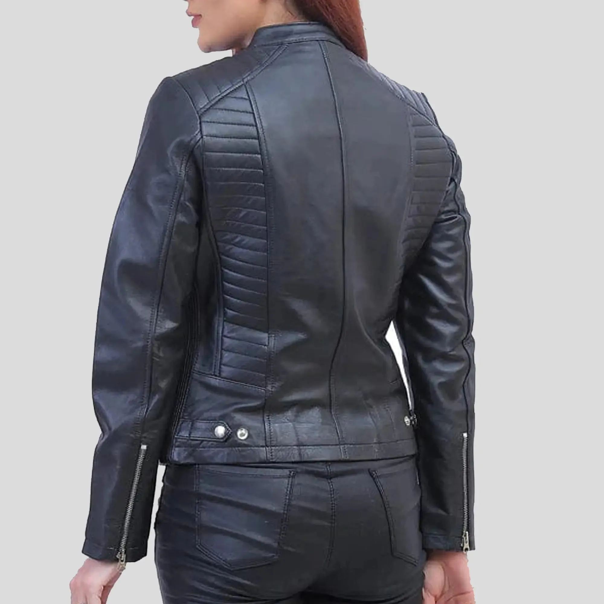 Womens Black Padded Leather Jacket