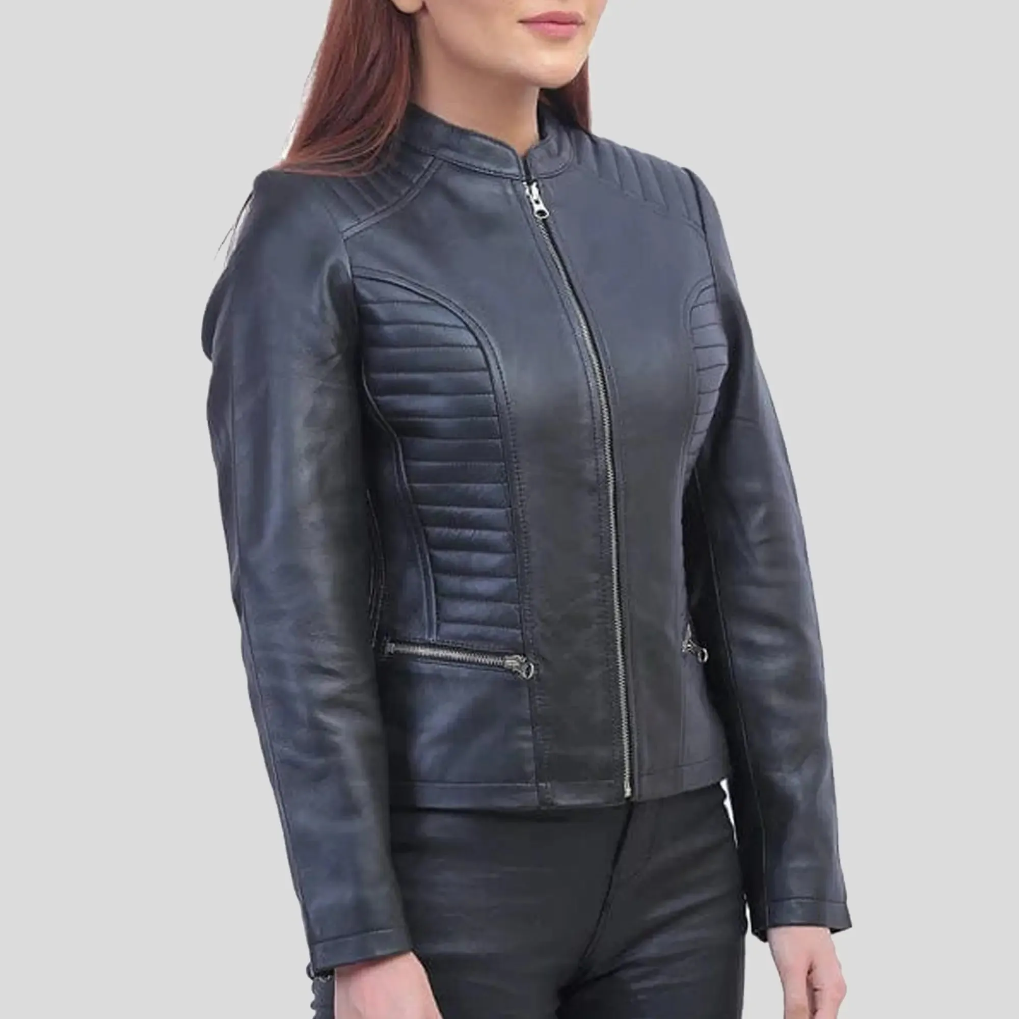 Womens Black Padded Leather Jacket