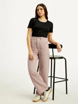 Women's High Rise Purple Loose Fit Trousers